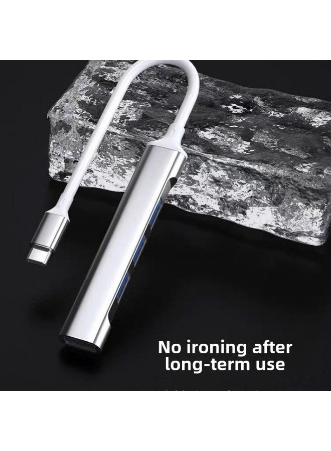 Usb Extender Plug Multi-port Expansion Docking Tap Adapter Typec Notebook Desktop Computer One Drag Four-Number Of Interfaces:Silver Metal Type-c+usb3.0 Cable Thickened  - Image 5