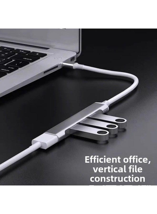 Usb Extender Plug Multi-port Expansion Docking Tap Adapter Typec Notebook Desktop Computer One Drag Four-Number Of Interfaces:Silver Metal Type-c+usb3.0 Cable Thickened  - Image 2