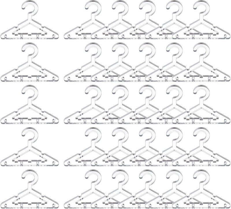 PATIKIL PATIKIL 30pcs Clothes Hanger Earring Holder Mini Acrylic Coat Hangers Earring Hangers Hanger Rack for Earring Holder Organizer Stand Studs Silvery  - Image 1