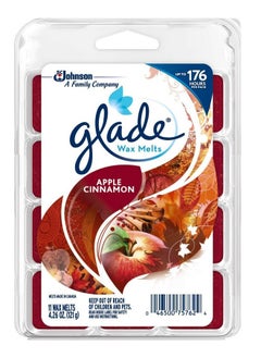 جليد معطر جو من Glade Wax Melts، شموع معطرة بالزيوت العطرية للمنزل والحمام، بنكهة التفاح والقرفة، 8 قطع 