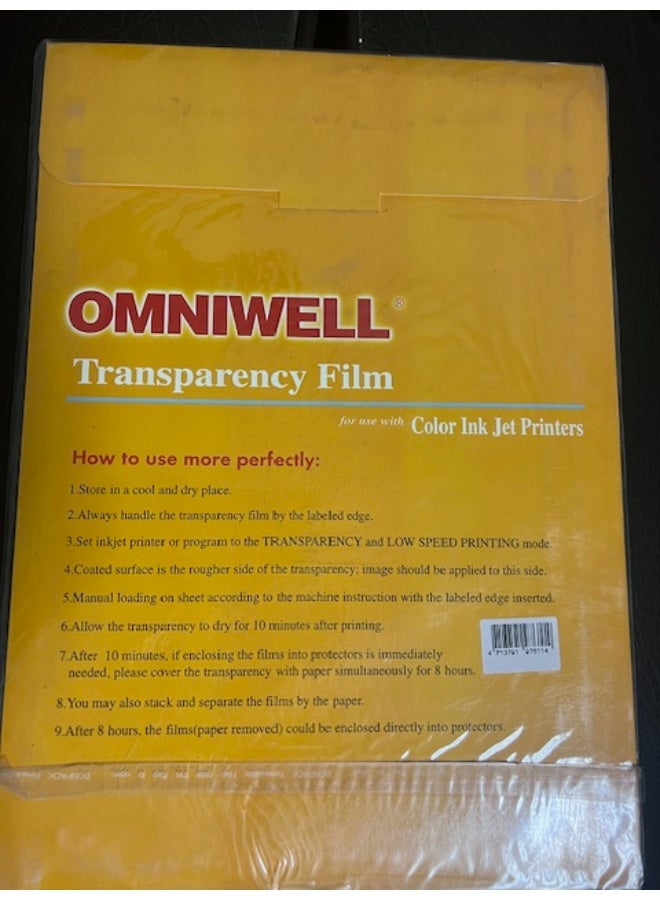 Omniwell Transparency film for color inkjet printer 20 sheets - Image 2