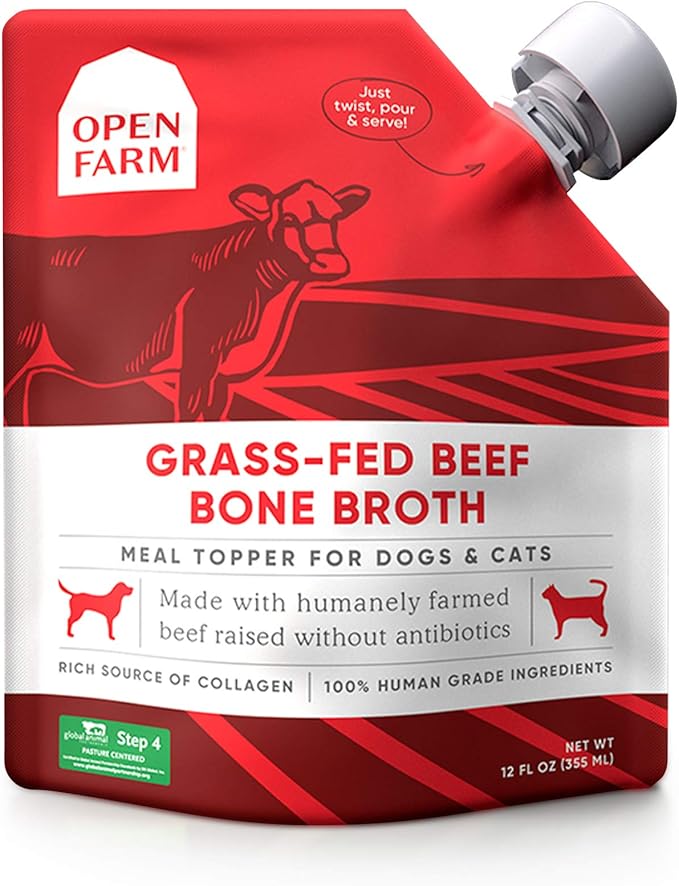 Open Farm Beef Bone Broth Meal Topper for Dogs & Cats 12Oz