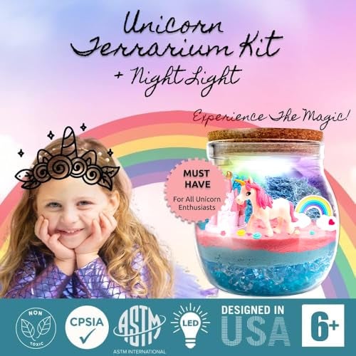 Make it Up Unicorn Night Light Terrarium Kit - DIY Crystal Growing Crafts for Girls Age 4 to 12 - Light Up Jar Toys and Gifts - Image 5