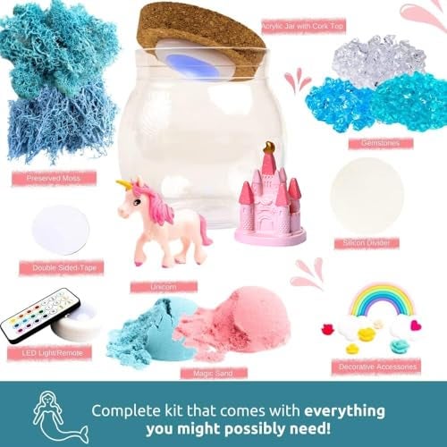 Make it Up Unicorn Night Light Terrarium Kit - DIY Crystal Growing Crafts for Girls Age 4 to 12 - Light Up Jar Toys and Gifts - Image 3