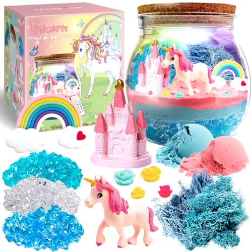 Make it Up Unicorn Night Light Terrarium Kit - DIY Crystal Growing Crafts for Girls Age 4 to 12 - Light Up Jar Toys and Gifts - Image 1
