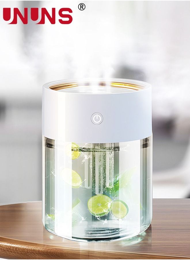 UNUNS Air Humidifiers,2L Cool Mist Humidifier For Bedroom,Quiet Ultrasonic Humidifier With 3 Holes And 7-Color Light,USB Portable Desk Humidifier,For Travel And home  - Image 1