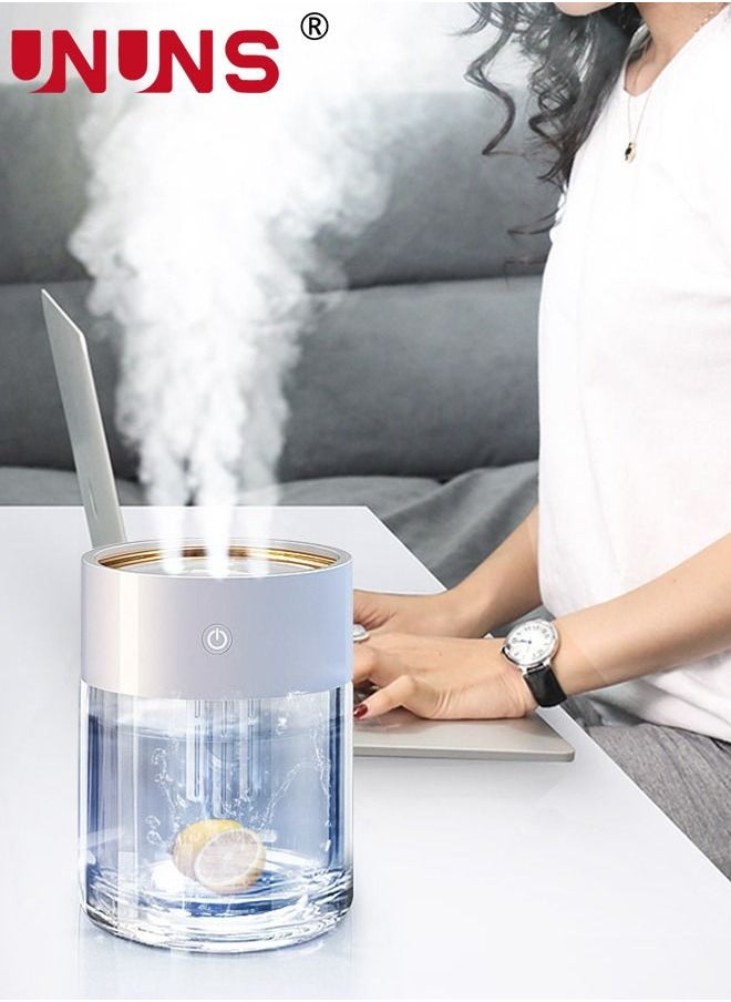 UNUNS Air Humidifiers,2L Cool Mist Humidifier For Bedroom,Quiet Ultrasonic Humidifier With 3 Holes And 7-Color Light,USB Portable Desk Humidifier,For Travel And home  - Image 2
