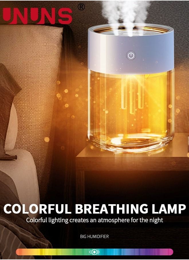 UNUNS Air Humidifiers,2L Cool Mist Humidifier For Bedroom,Quiet Ultrasonic Humidifier With 3 Holes And 7-Color Light,USB Portable Desk Humidifier,For Travel And home  - Image 5