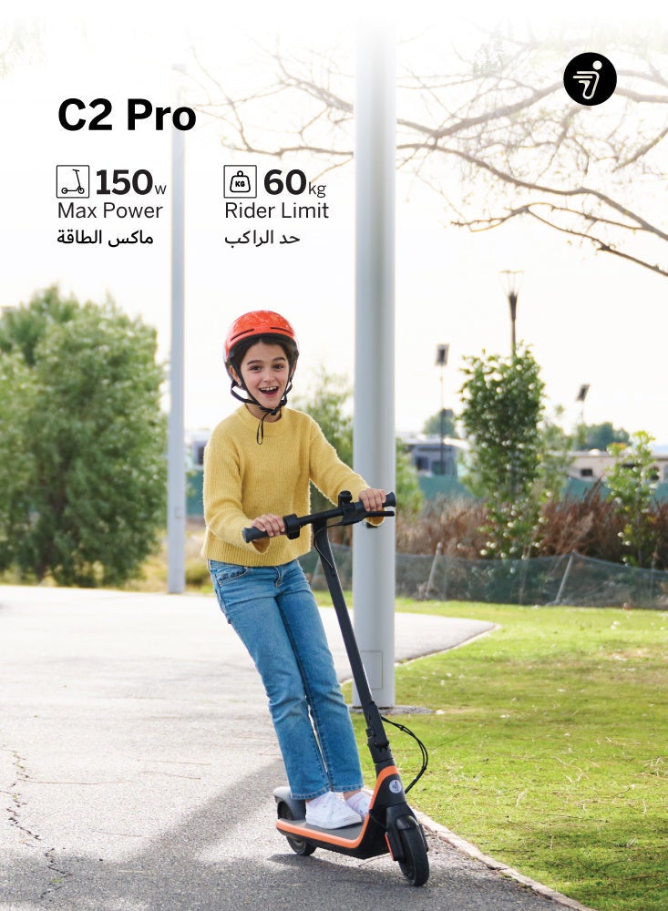 ninebot Segway C2 Pro Kids Electric Scooter, Three Speed Modes 20 km/h Fast Scooter, 15 km Long Range & 150W Powerful Motor, Adjustable Handle, RGB Lights & Bluetooth Speaker, 50 kg Rider Limit Kids Scooter - Image 2