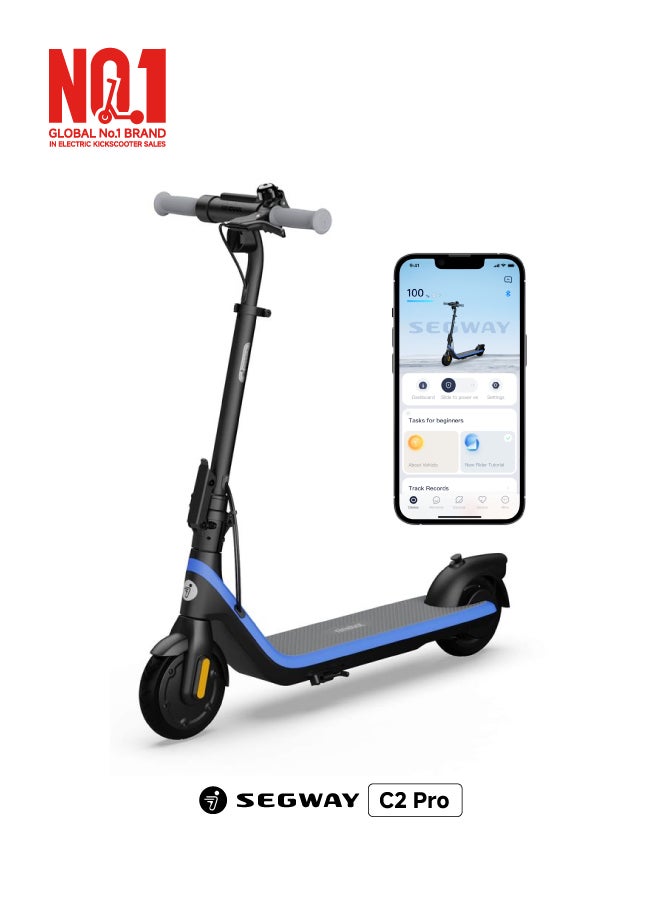 ninebot Segway C2 Pro Kids Electric Scooter, Three Speed Modes 20 km/h Fast Scooter, 15 km Long Range & 150W Powerful Motor, Adjustable Handle, RGB Lights & Bluetooth Speaker, 50 kg Rider Limit Kids Scooter - Image 1