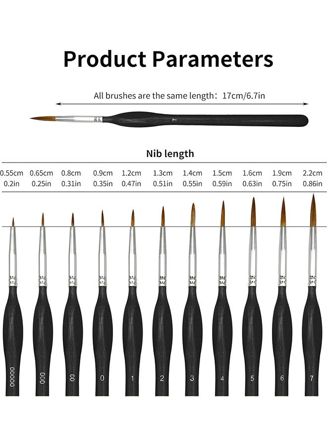 Fine Detail Paint Brushes Set 11pcs, Miniature Painting Brushes Kit for Oil, Acrylic, Models,Watercolor and Gouache, Nylon Hair Paint Brush, Professional Artist Supplies with Ergonomic Handle - Image 3