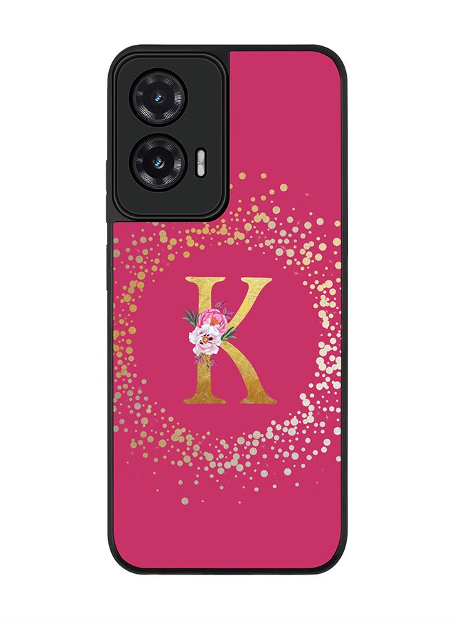 Stylizedd For Motorola Moto G35 Case,Slim fit Camera Protection, Shockproof Thin Phone cover  - Custom Monogram Floral - K ( Deep Pink )
