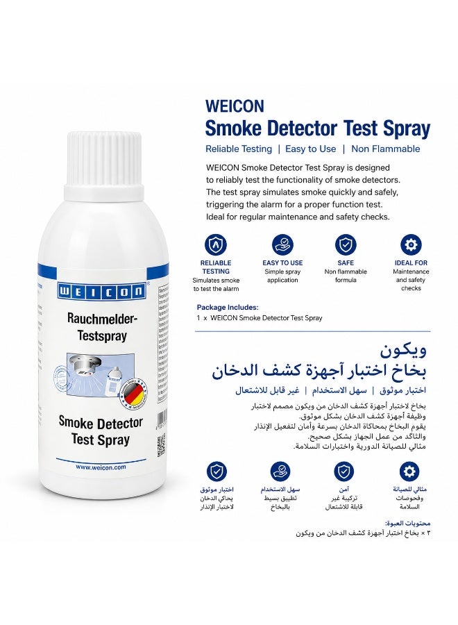 WEICON Smoke Detector Test Spray – Functional Testing Aerosol for Smoke Alarm Detectors