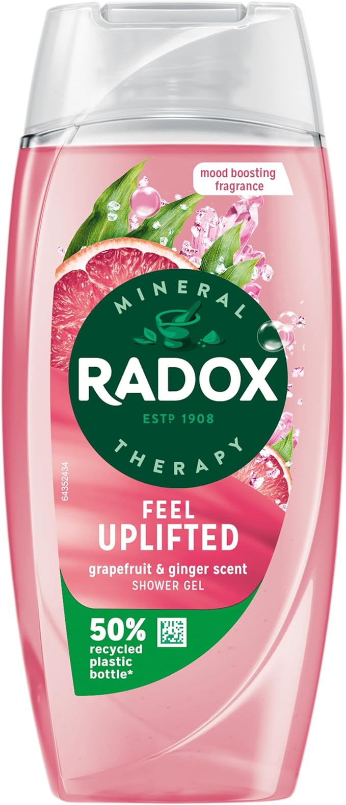 Radox Mineral Therapy Feel Uplifted Shower Gel with Grapefruit Ginger Scent 225 ml Pack of 6 - Image 1