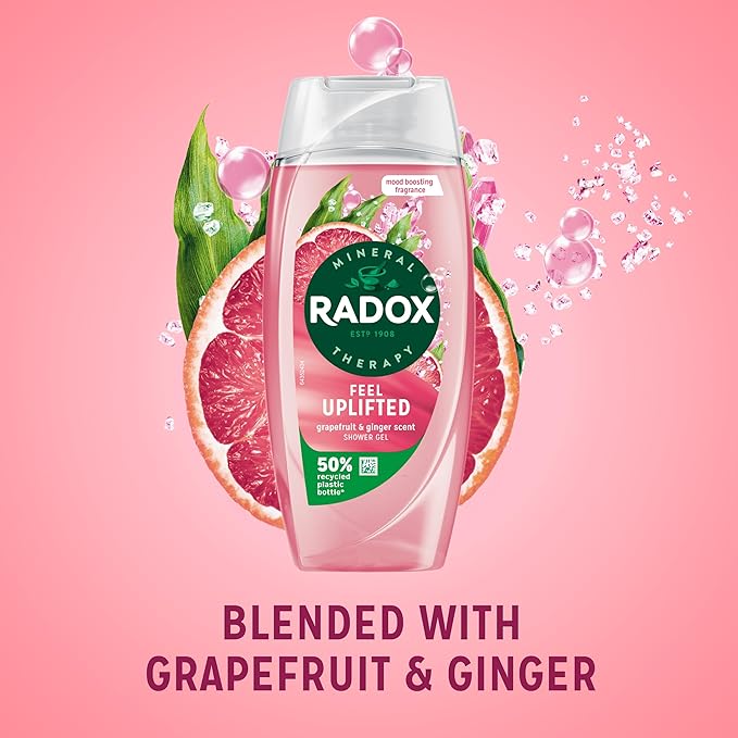 Radox Mineral Therapy Feel Uplifted Shower Gel with Grapefruit Ginger Scent 225 ml Pack of 6 - Image 3
