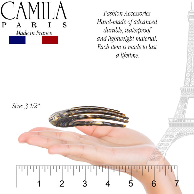 Camila Paris CP3399 French Hair Side Comb Small Rounded, Onyx, Handmade French Twist Hair Combs, Strong Hold Hair Clips for Women Bun Chignon, No Slip Styling Girls Hair Accessories Made in France - Image 3