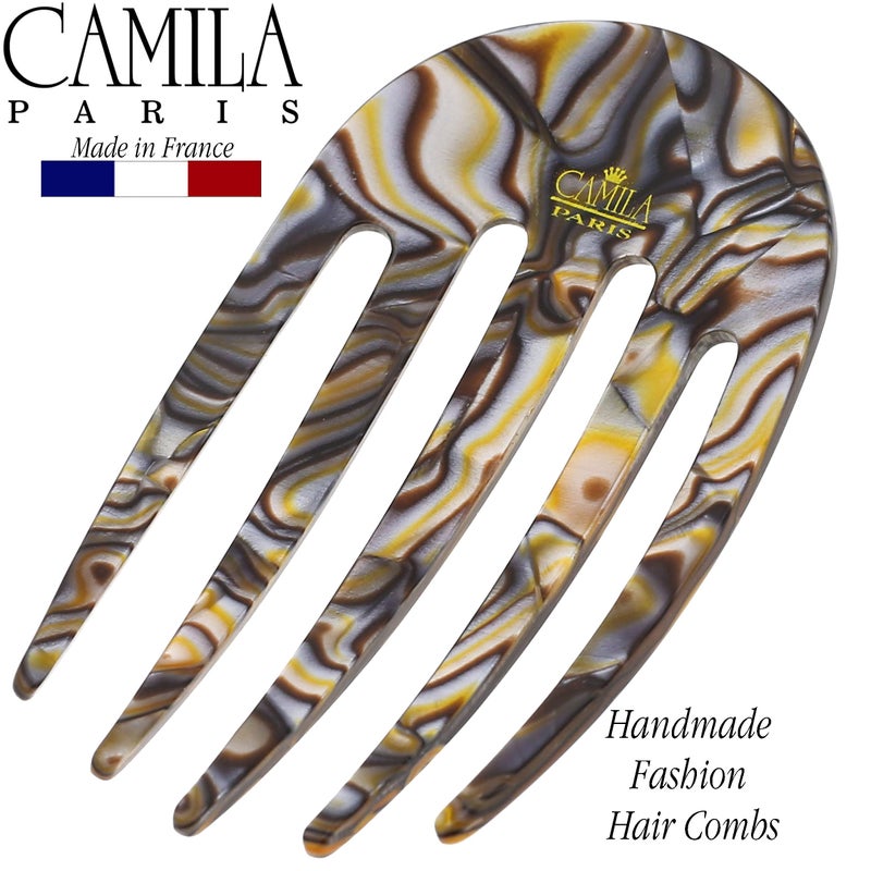 Camila Paris CP3399 French Hair Side Comb Small Rounded, Onyx, Handmade French Twist Hair Combs, Strong Hold Hair Clips for Women Bun Chignon, No Slip Styling Girls Hair Accessories Made in France - Image 5