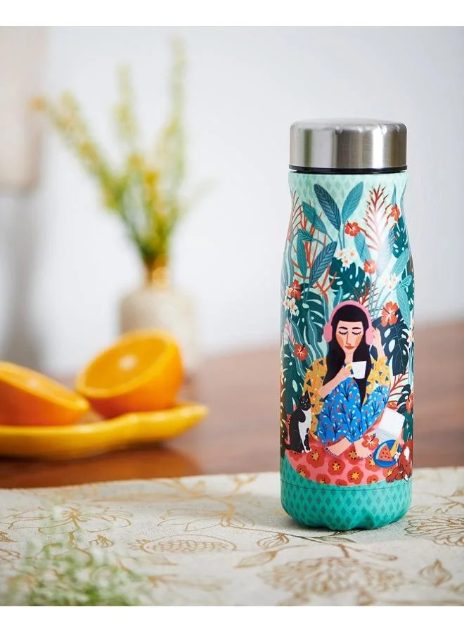 Chumbak Live Slow Steel Bottle, 550ml