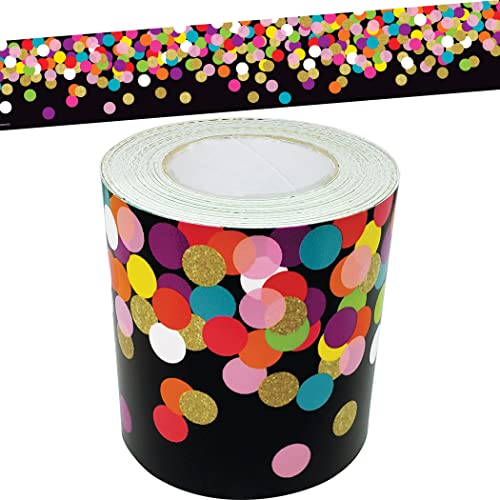 Teacher Created Resources Colorful Confetti on Black Straight Rolled Border Trim - 50ft - Decorate Bulletin Boards, Walls, Desks, Windows, Doors, Lockers, Schools, Classrooms, Homeschool & Offices - Image 2