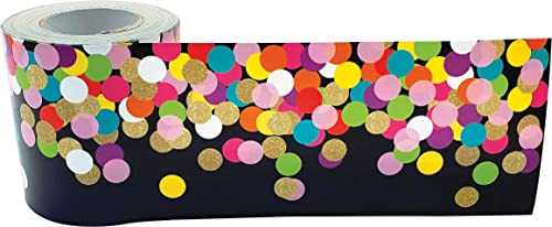 Teacher Created Resources Colorful Confetti on Black Straight Rolled Border Trim - 50ft - Decorate Bulletin Boards, Walls, Desks, Windows, Doors, Lockers, Schools, Classrooms, Homeschool & Offices - Image 4