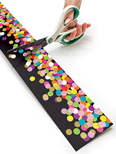 Teacher Created Resources Colorful Confetti on Black Straight Rolled Border Trim - 50ft - Decorate Bulletin Boards, Walls, Desks, Windows, Doors, Lockers, Schools, Classrooms, Homeschool & Offices - Image 5