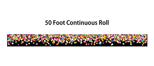 Teacher Created Resources Colorful Confetti on Black Straight Rolled Border Trim - 50ft - Decorate Bulletin Boards, Walls, Desks, Windows, Doors, Lockers, Schools, Classrooms, Homeschool & Offices - Image 3