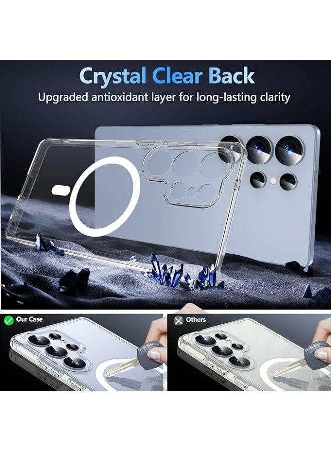 WAIKIL Applicable To Galaxy S25 Ultra Case 6.86'', Magnetic S25 Ultra Case For Magsafe With Tempered Glass Screen, [Shockproof Military] Transparent Back Slim Bumper Cover Phone Case Galaxy S25 Ultra, Clear - Image 5