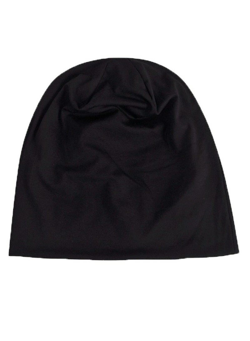 Infinity Scarf Headwear Cap Solid Color Thickened Plush Beanie Hat Black  - Image 1