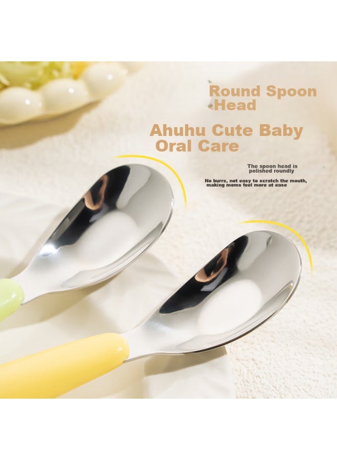 Caizhi 316 Stainless Steel Children's Spoons, Yuanbao Spoons, Baby Food Spoons, Eating Spoons, Soup Spoons, Baby Tableware, 2-piece Set, Cz6944 - Image 5