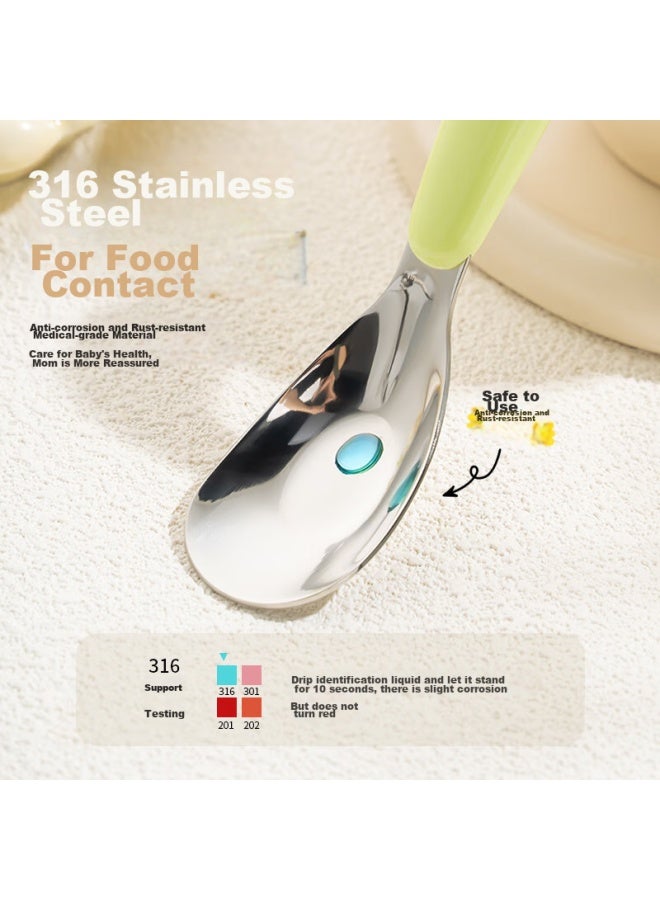 Caizhi 316 Stainless Steel Children's Spoons, Yuanbao Spoons, Baby Food Spoons, Eating Spoons, Soup Spoons, Baby Tableware, 2-piece Set, Cz6944 - Image 1