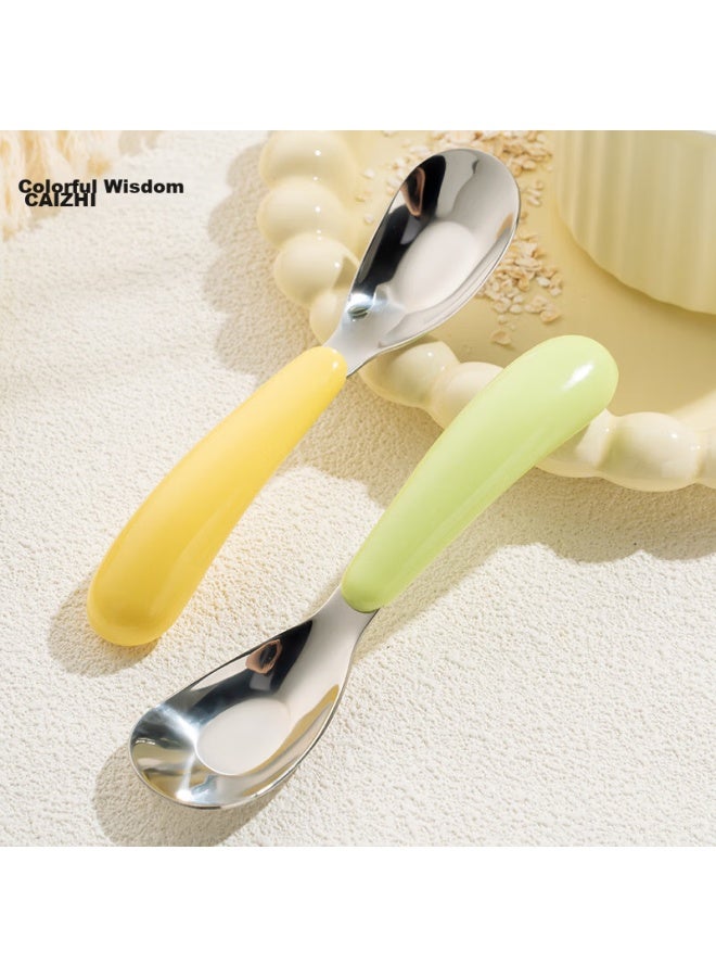 Caizhi 316 Stainless Steel Children's Spoons, Yuanbao Spoons, Baby Food Spoons, Eating Spoons, Soup Spoons, Baby Tableware, 2-piece Set, Cz6944 - Image 4