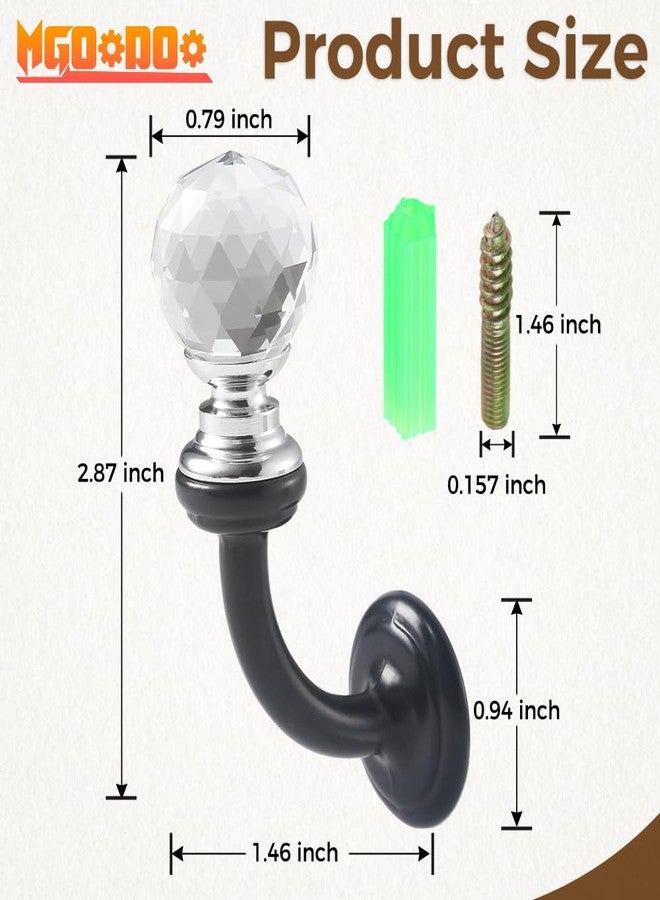 Mgoodoo Small Crystal Wall Mounted Hooks, 2.87x1.46 inch Bathroom Crystal Robe Holder Decorative Towel Hanger with Screw for Face Mask Hat Key Bags Bathroom Bedroom Kitchen - Image 3