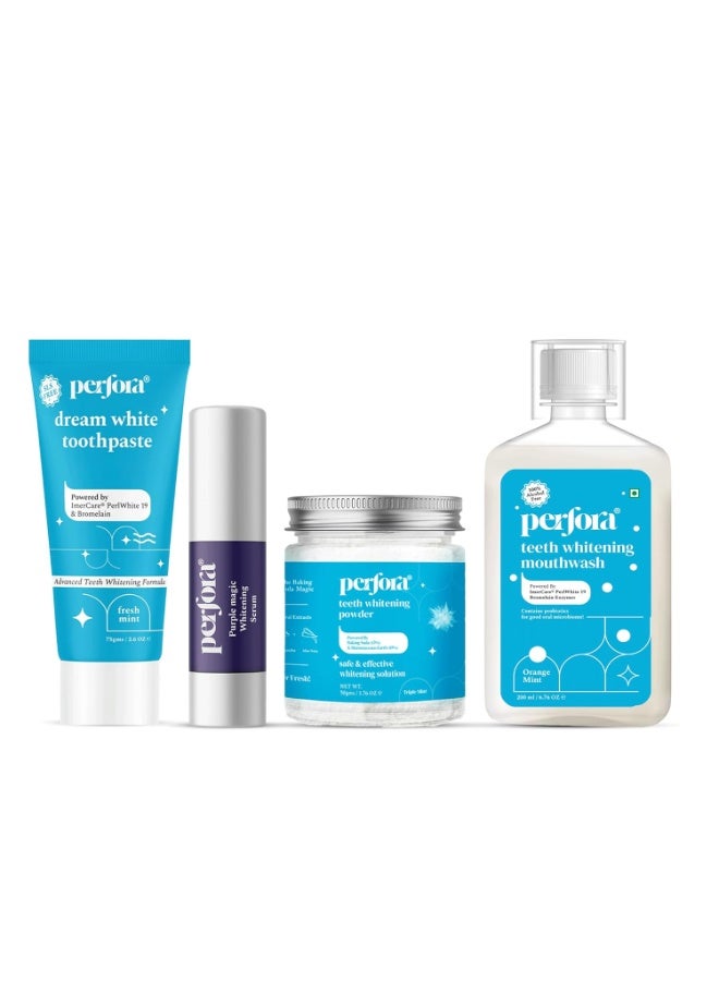 Perfora Complete Oral Care Teeth Whitening Kit | For Instant Teeth Whitening | SLS Free Tooth Paste For Adults | No Artificial Sweeteners | Enamel Safe & Effective Teeth Whitening Products | Pack Of 4 - Image 1