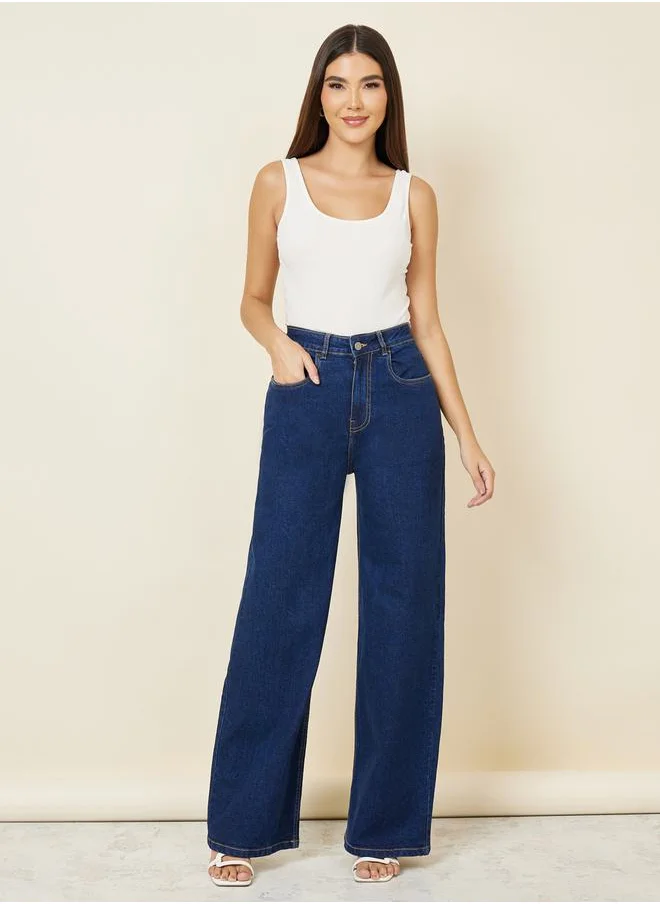 ستايلي Straight Fit High Rise Jeans with Pockets
