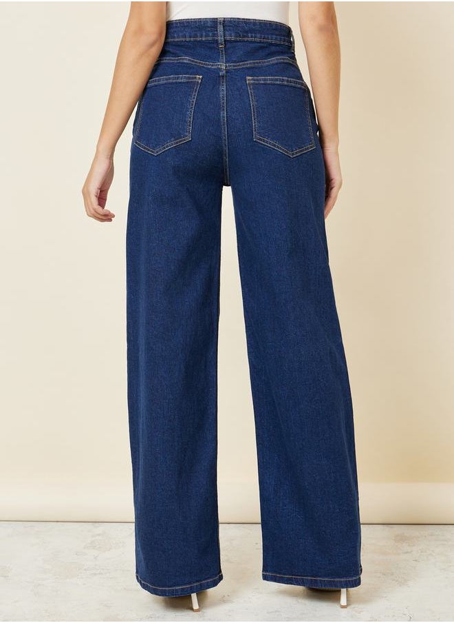 Styli Straight Fit High Rise Jeans with Pockets  - Image 4