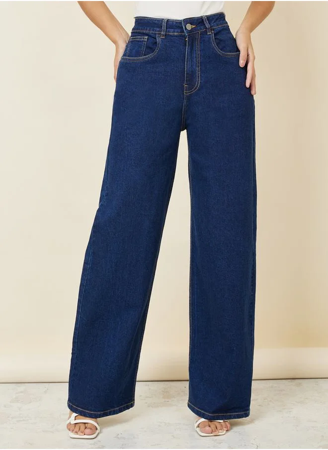 ستايلي Straight Fit High Rise Jeans with Pockets