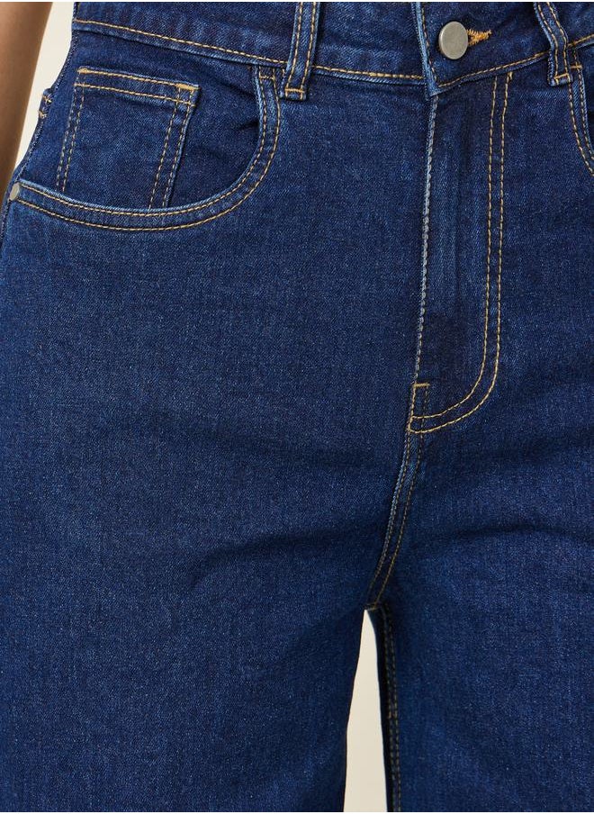 Styli Straight Fit High Rise Jeans with Pockets  - Image 3