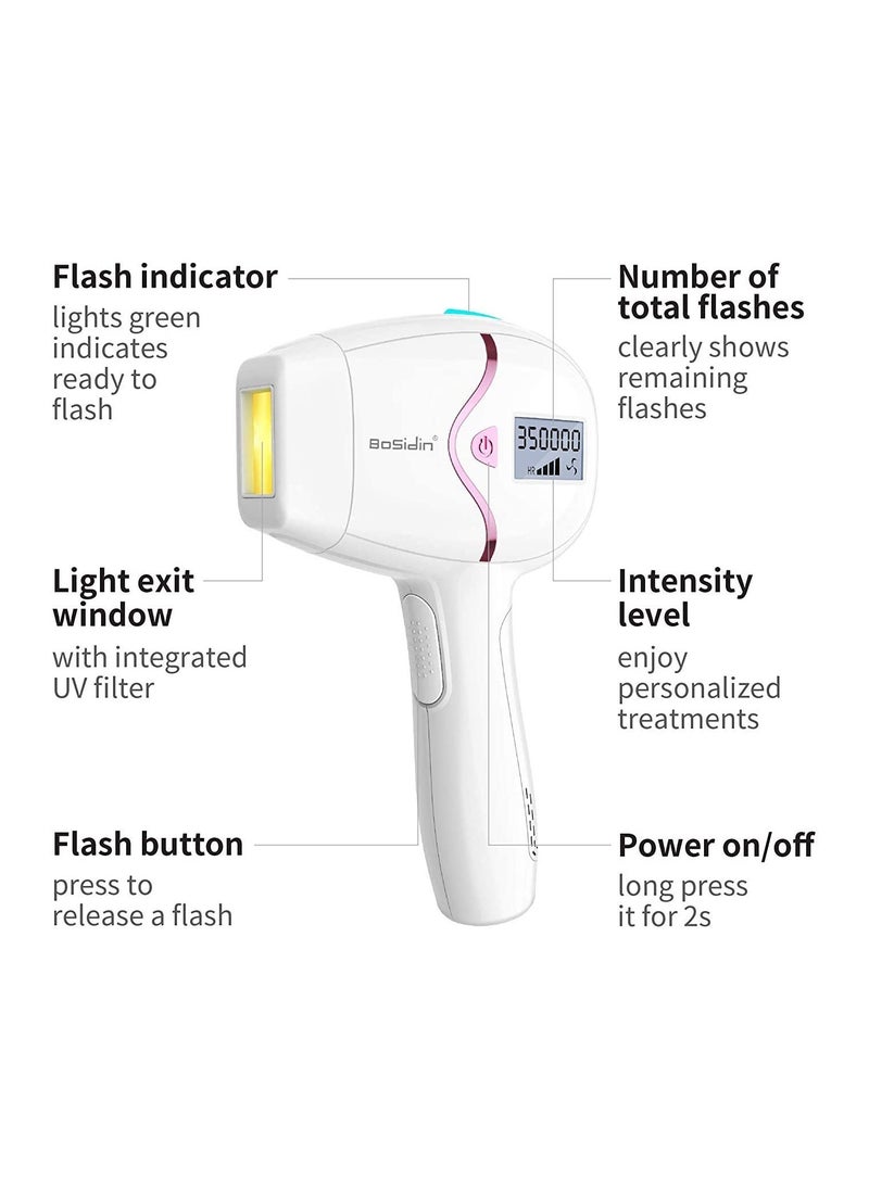 Bosidin BoSidin Permanent Hair Removal Device with Cooling Attachment, 350k Flashes, Painless Epilator for Women & Men – Body and Face  - Image 5