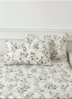 LUNA Home 4 Pieces Bedsheet Set Leaves design, Grey.  - Image 5