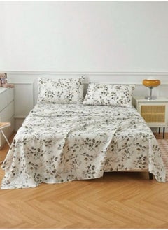 LUNA Home 4 Pieces Bedsheet Set Leaves design, Grey.  - Image 1