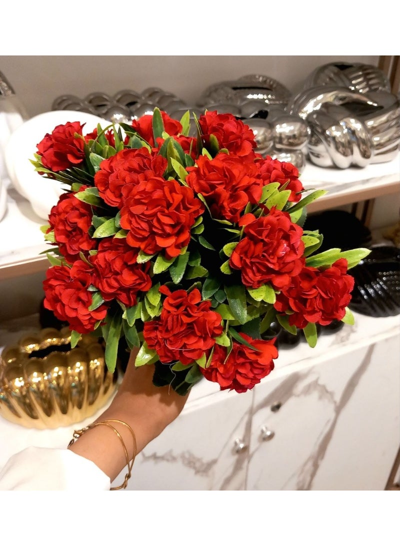 Premium Artificial Red Carnation Flower Bouquet - Image 2