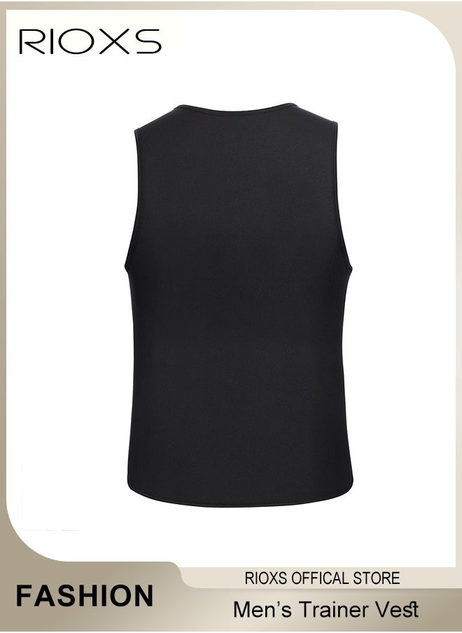 RIOXS - Men's Compression Vests, Hot Sweat Waist Trainer Sweat Shirt For Men Weight Loss, Tank Top Shapewear Slimming Shirt With Zipper, Mens Gym Workout Vest, Slimming Undershirt Body Shaper Vest - Image 1
