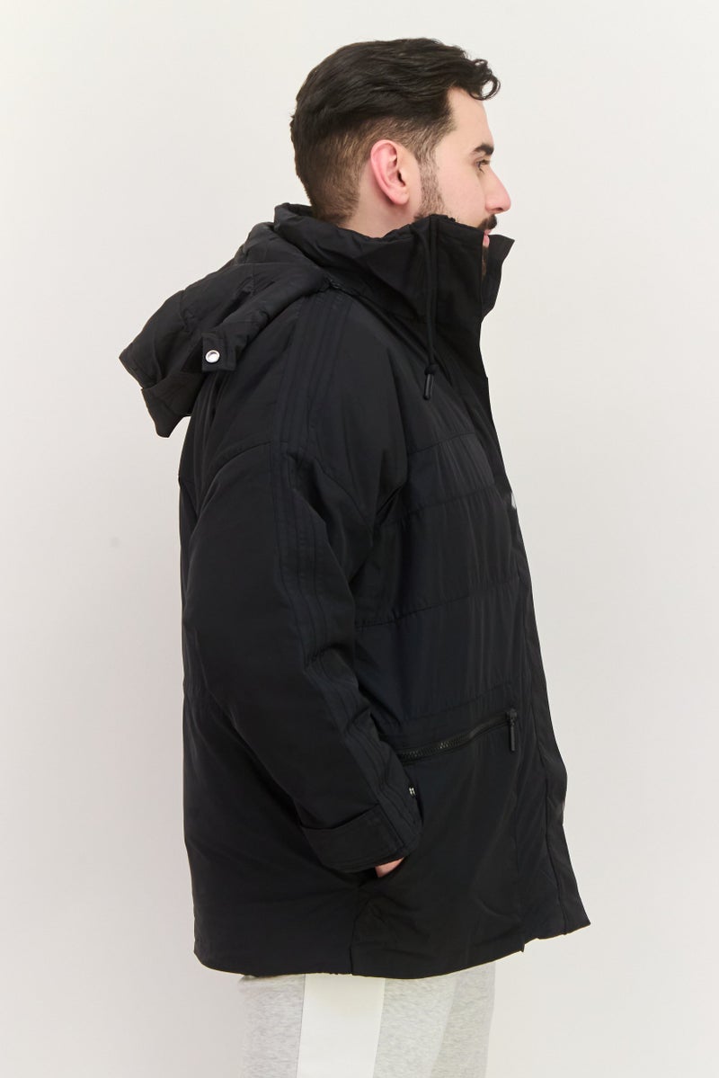 adidas Originals جاكيت رياضي للرجال مناسب في الهواء الطلق بغطاء رأس، أسود - Image 2