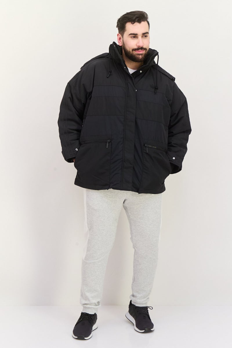 adidas Originals جاكيت رياضي للرجال مناسب في الهواء الطلق بغطاء رأس، أسود - Image 4