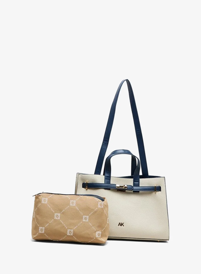 Anne Klein Contrast Detail Pu Tote Bag Set