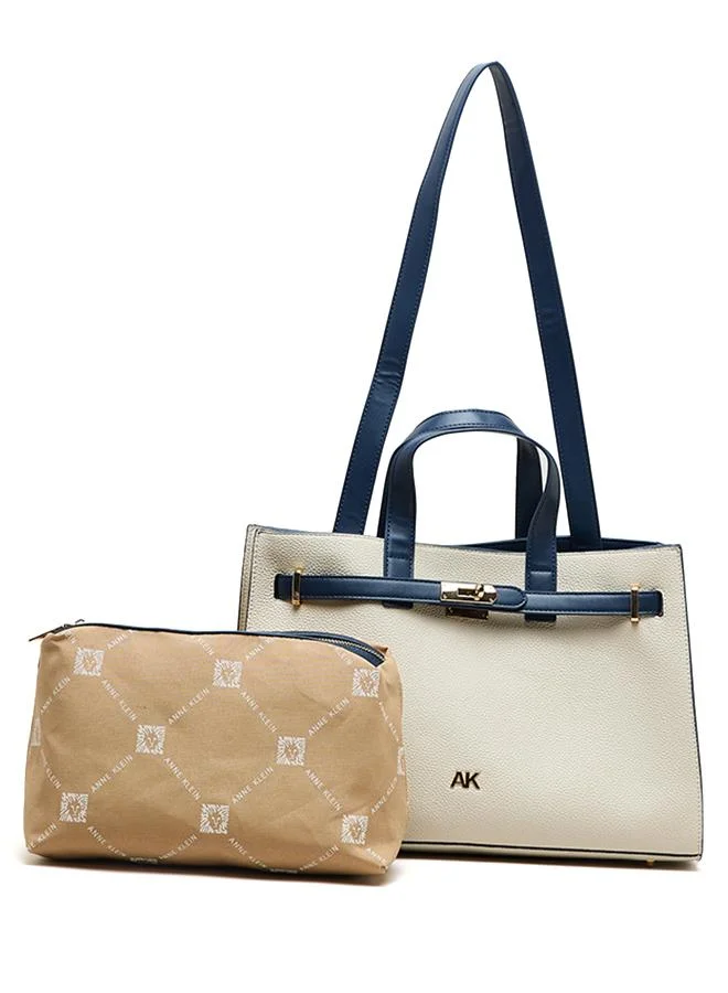 Contrast Detail PU Tote Bag Set