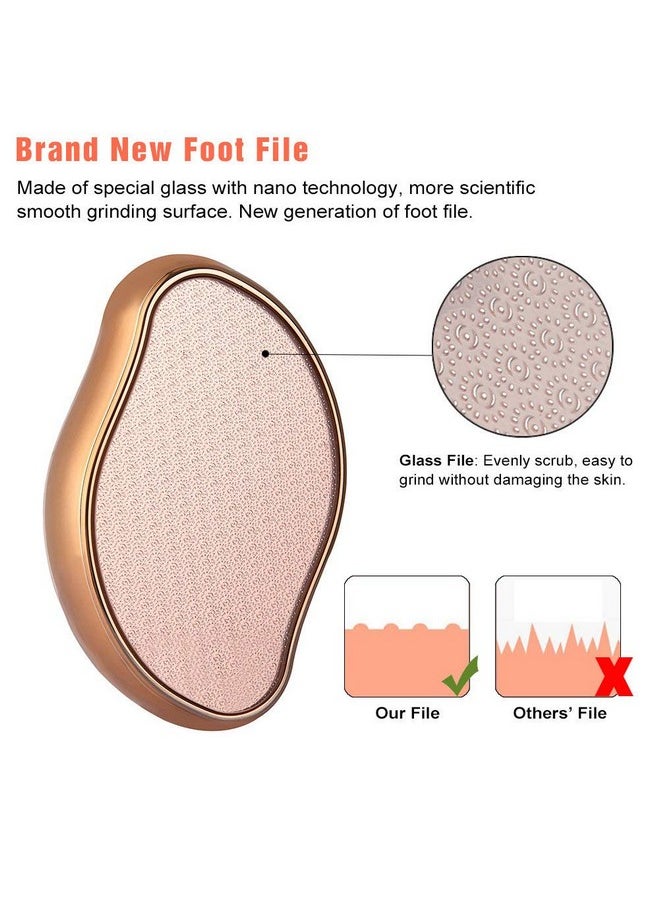 BEZOX Glass Foot File Callus Remover, Crystal Pedicure Foot Scrubber For Travel Use, Portable Handheld Sized Foot Scraper For Cracked Heel - Shinning Golden  - Image 2