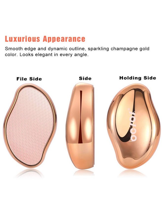 BEZOX Glass Foot File Callus Remover, Crystal Pedicure Foot Scrubber For Travel Use, Portable Handheld Sized Foot Scraper For Cracked Heel - Shinning Golden  - Image 4