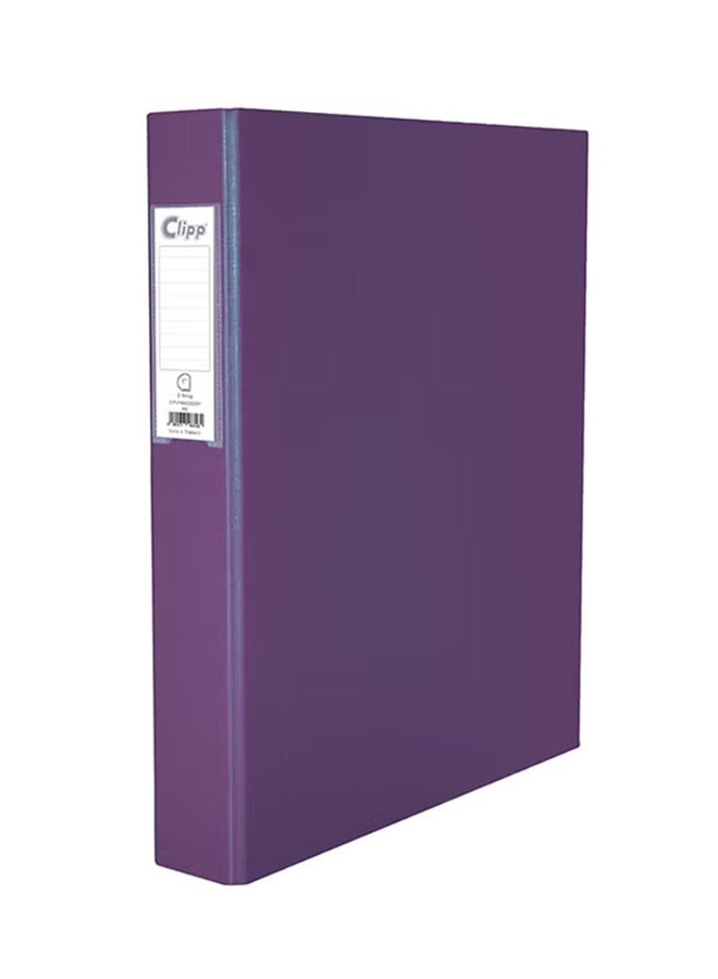CLIPP A4 Size D-ring Binder With Two Rings 1 Inch Width Purple 
