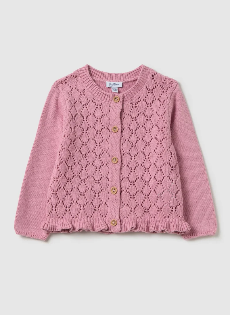 Ovs GIRLS' PINK PURE COTTON CARDIGAN